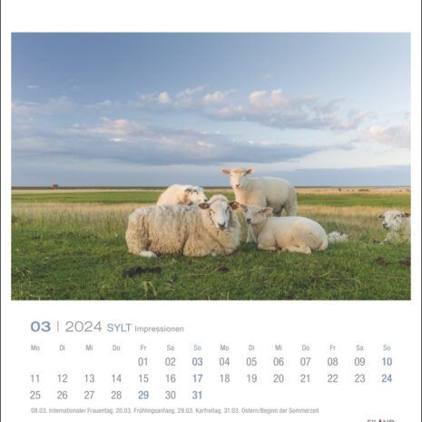 Sylt Impressionen – PostkartenKalender 2024 - März Sylt Impressionen – PostkartenKalender 2024 - März